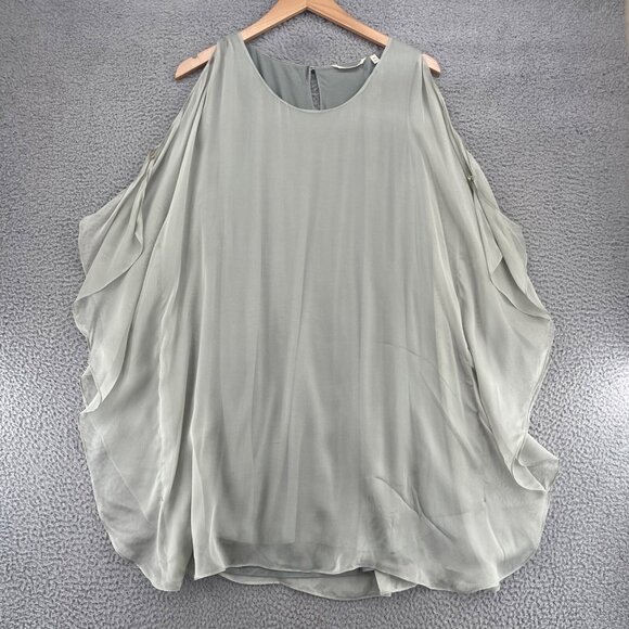 Soft Surroundings Dress Women Extra Large Petite Morlaix Sage Green Silk Chiffon - Picture 11 of 11